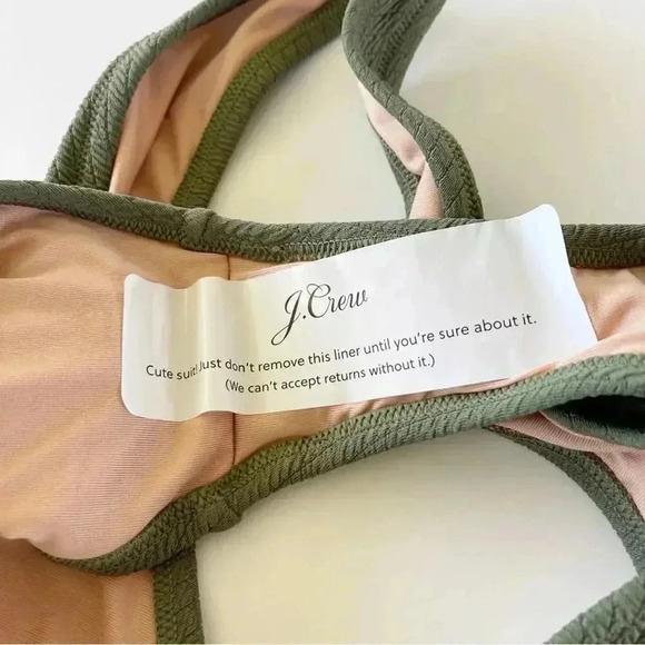 J Crew Textured curved waist cheeky bikini bottom in Green Size XS NWT - Picture 3 of 4